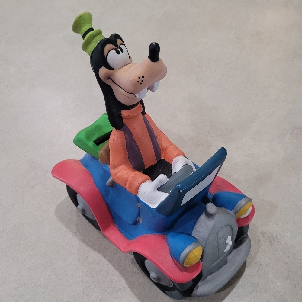 Disney Goofy Driving Blue Jalopy Car Coin Bank